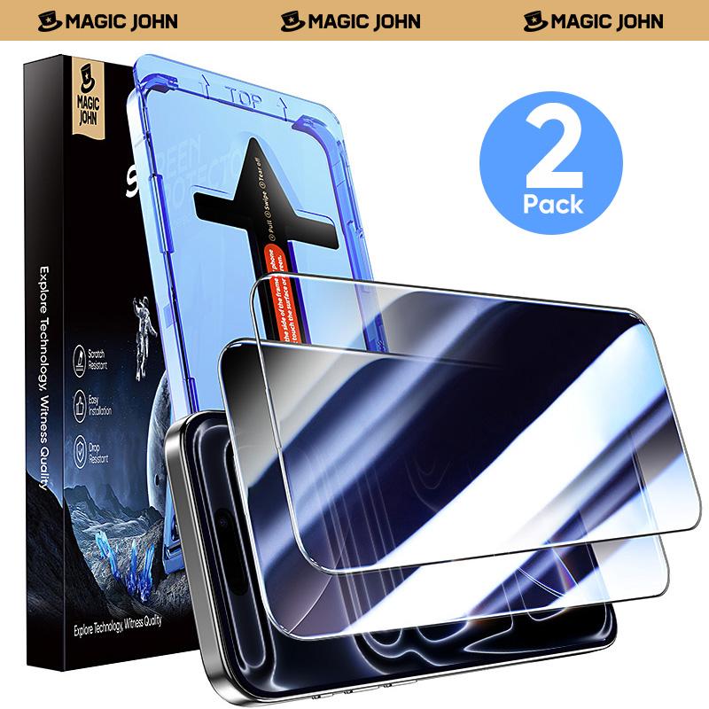 MAGIC JOHN 2-Pack Screen Protector for iPhone, Samsung, and GoogleâCrystal Clear, Scratch-Resistant, Ultra-Smooth Touch, Privacy Protection, Circular Polarized Eye Protection, Easy Installation
