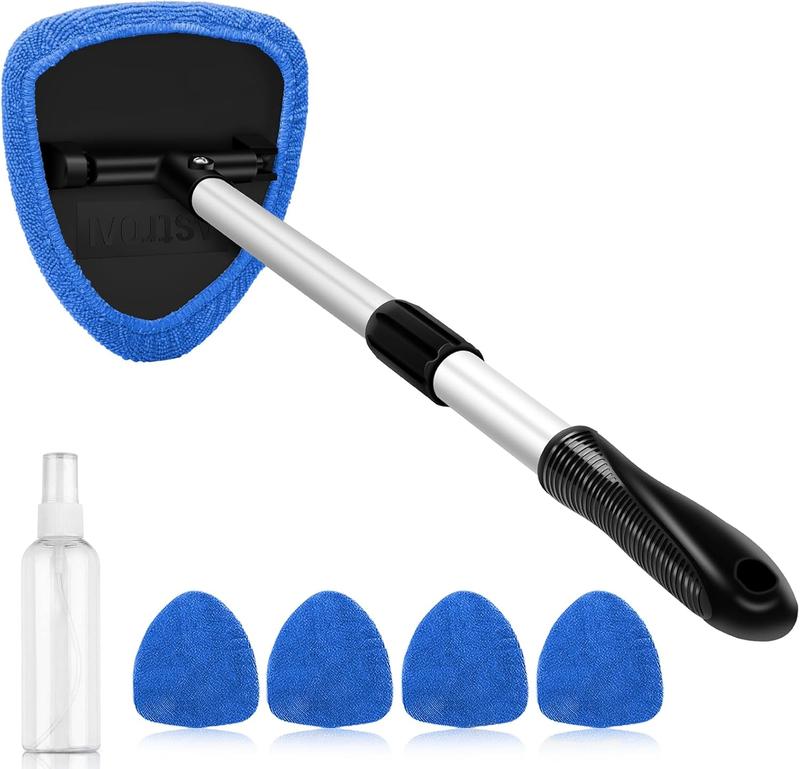 AstroAI 10-Piece Windshield Cleaner Tool Kit, Car Cleaning Supplies with AC Vent Brush, 3 Detailing Brushes, 4 Microfiber Cloths, Spray Bottle & All-Inclusive Solution (Blue)
