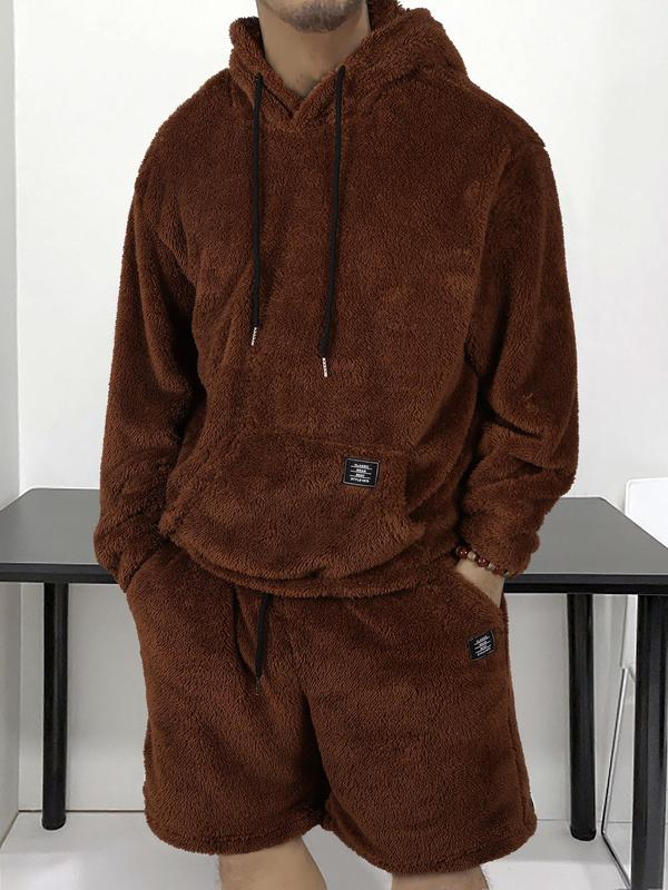 Men's Hooded Sweatshirt & Shorts Set Outfit, Fresh New Arrival Must-Have, Casual Long Sleeve Fitted Design Suit Fabric, Matching Sweat Set