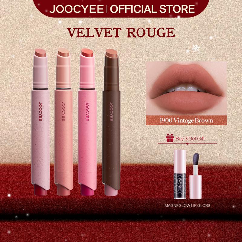 JOOCYEE Velvet Rouge, Matte Lipstick, Blur, Smooth, Non-Smudging, Transfer-Proof, Non-Drying, Long-Lasting, Lightweight, 2-in-1 Lip & Cheek, Waterproof, Beginner-Friendly, Non-Stick Cup, Makeup, Cosmetic, Summervibes,Summerwins