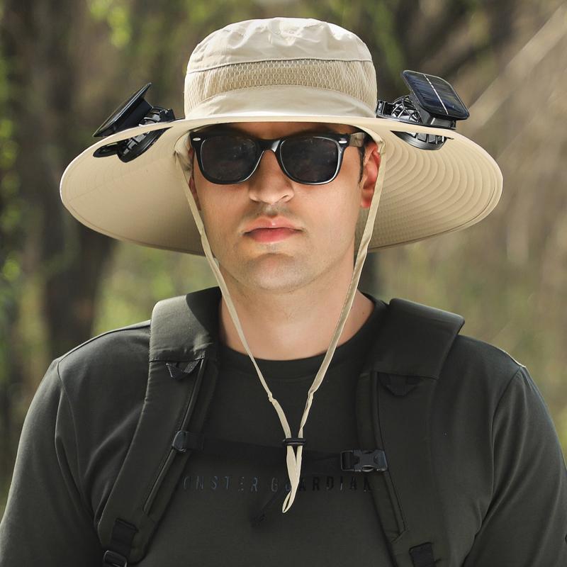 New Solar-Powered Outdoor Cooling Fan Hat — Sun Protection Hat with Solar Fan | Dual-Power Rechargeable Fan | Outdoor Water-Resistant Fan | Ideal for Sporting Events | Unisex Design | TikTokShopSpringGlowUp Sun Bucket Hat Lightweight Golf Hat