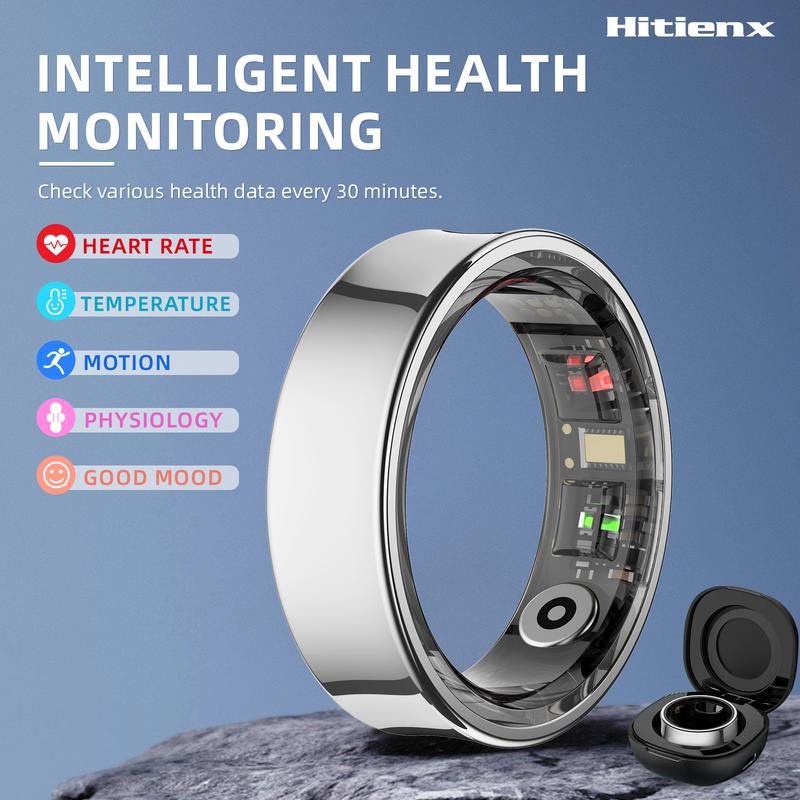 Hitienx Smart Ring 3 – Smart Wellness Ring with 24/7 Sleep Tracking, Heart Rate, Temperature Monitoring, Stress & Cycle Insights | Family Care Mode | Auto Activity Detection | No Subscription | Fitness Ring for Men & Women | Android & iOS Compatible