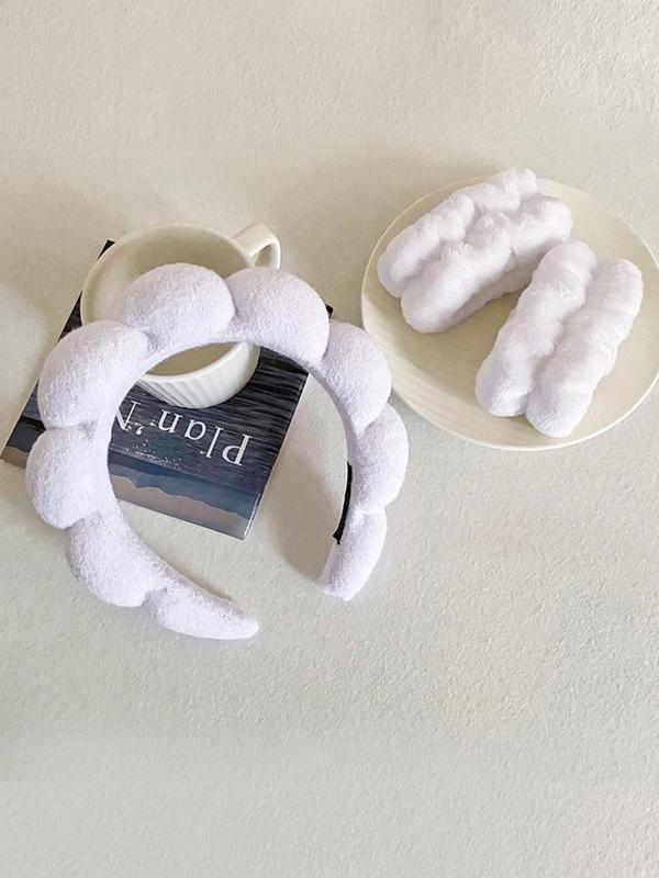 Women's Spring/summer Cloud Shaped Hair Hoop & Face Washing Wrist Band, Gifts for Girlfriend, Soft Headband Set, Hair Accessories Set for Makeup, Spa
