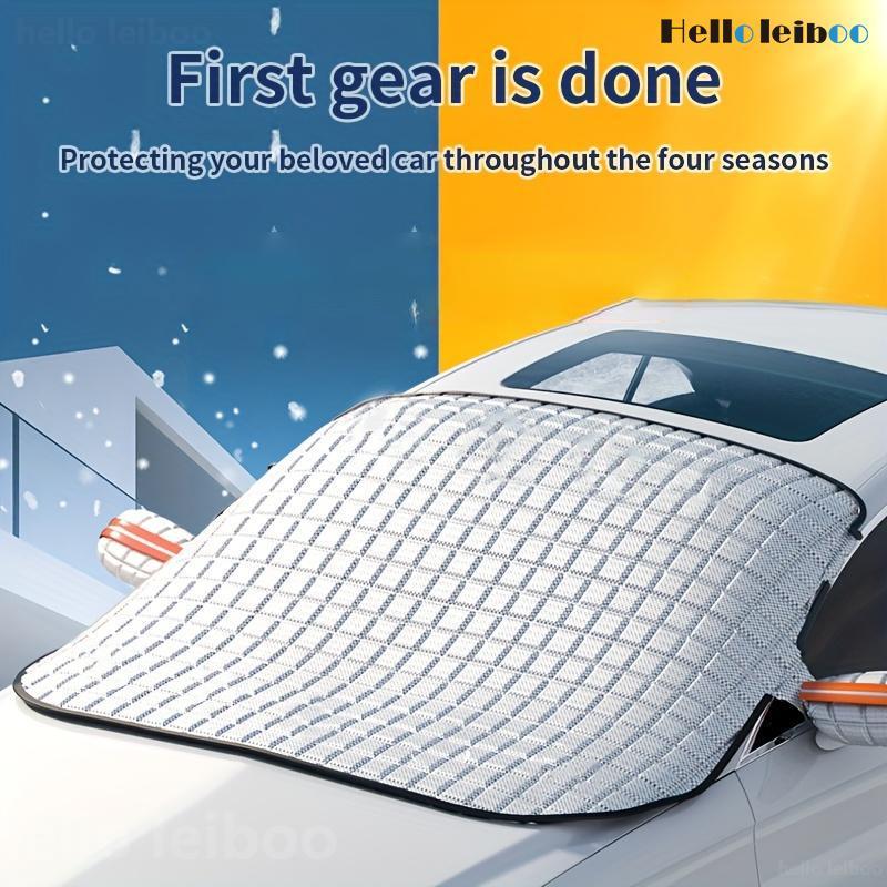 LEIBOO Car Windshield Snow Cover Sun Shade Winter Dust Rain Ice Frost Guard Protector - Durable Design for Winter Weather Protection & Summer sunshade