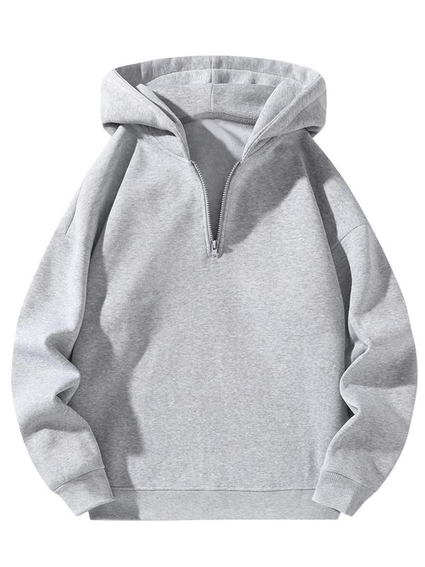 Men's Regular Fit Solid Plain Zip Up Zipper Hoodie, Solid Color Hoodie, Casual Fashion Long Sleeve Hooded Sweatshirt for Fall , Men's Fall Clothes for Daily Wear, Classic Menswear Tops