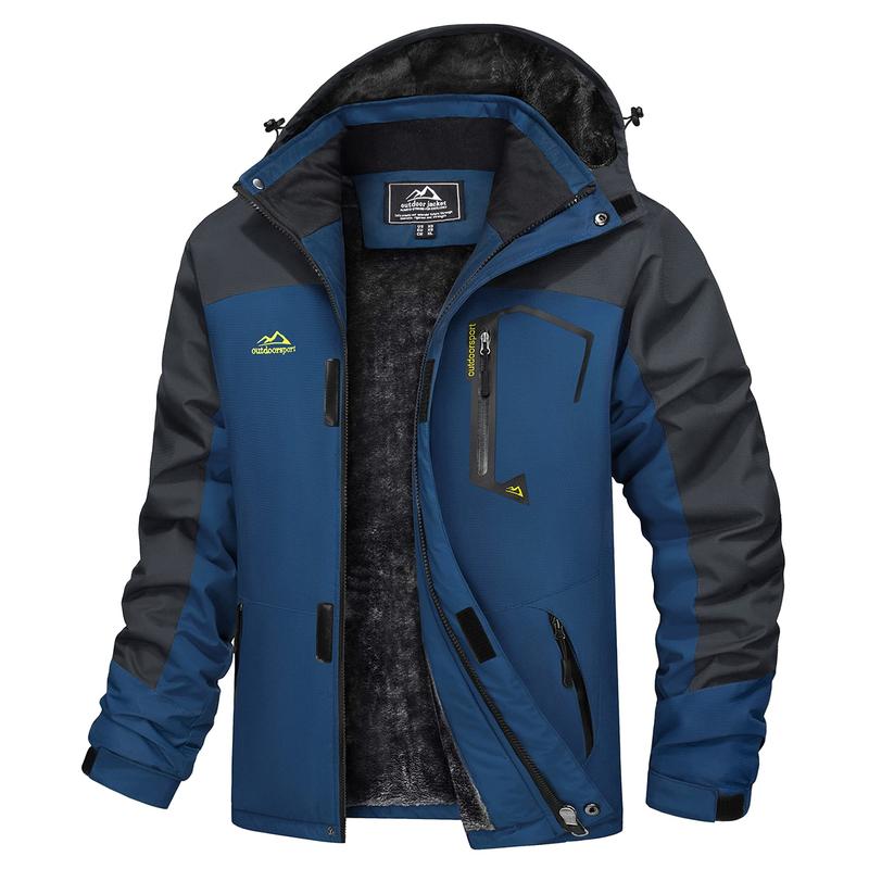 MAGCOMSEN Men's Winter Coats Water Resistant Ski Snow Jacket Warm Fleece Jacket Parka Raincoats With Multi-Pockets FallFreshness Athletic Outerwear Outdoor Sportswear Outdoorfun
