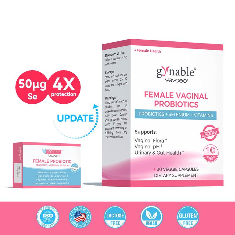 Gynable Female Probiotics for HPV, BV, UTIs, Yeast, pH Balance, Odor Control, Bloating, Dryness, Tightening, Urinary,Gut Health,10 Billion CFU Probiotic,10-in-1 Lactobacillus Probiotic Blend,Vitamin C, D, E,Folate, Selenium Women’s Probiotics Supplement