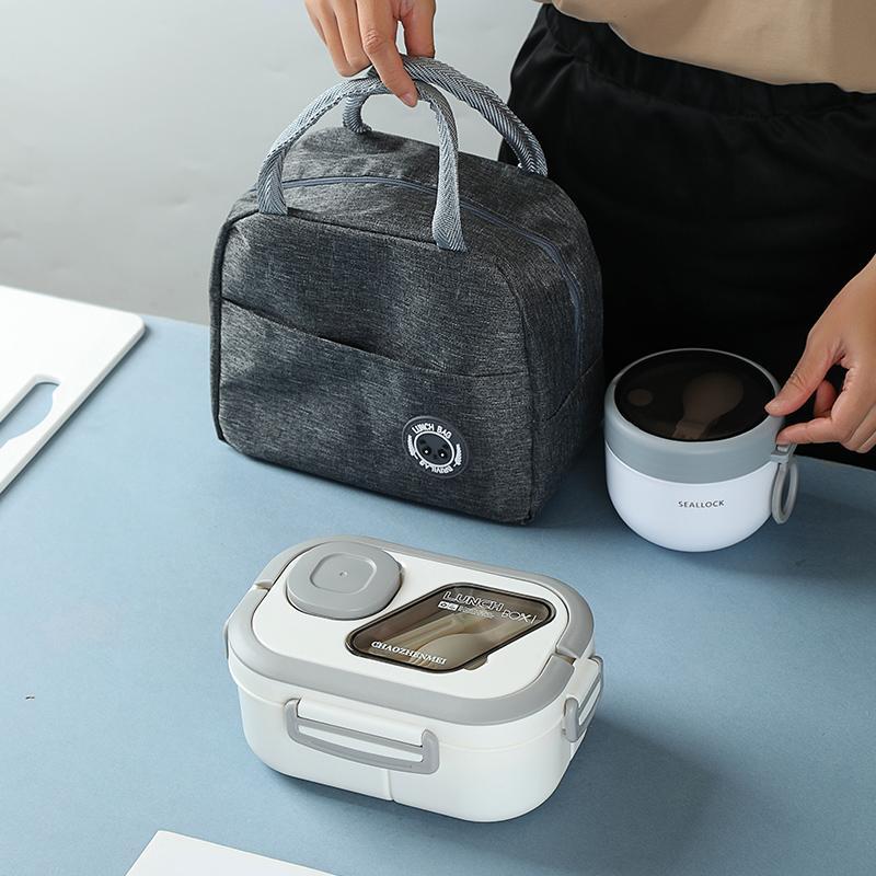 Multi Grid Lunch Box with Cutlery Set, Portable Tableware Lunch Storage Container, Stainless Steel Soup Cup, Reusable Tools for School Office Outdoor, Kitchen Accessories, Fall Gift Ideas, Kitchen Gadgets 2024