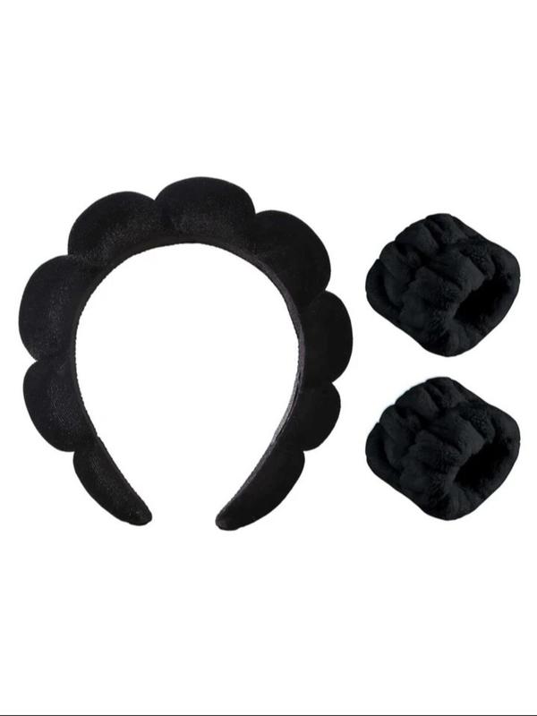 Women's Hair Hoop & Wristbands, Elastic Headbands & Wristbands with Moisture Absorption Function, Sweat Wicking Headband, Round Headband, Gifts for Girlfriend, Summer 2025 Headband & Wristbands, Simple Accessories Set for Hairstyles