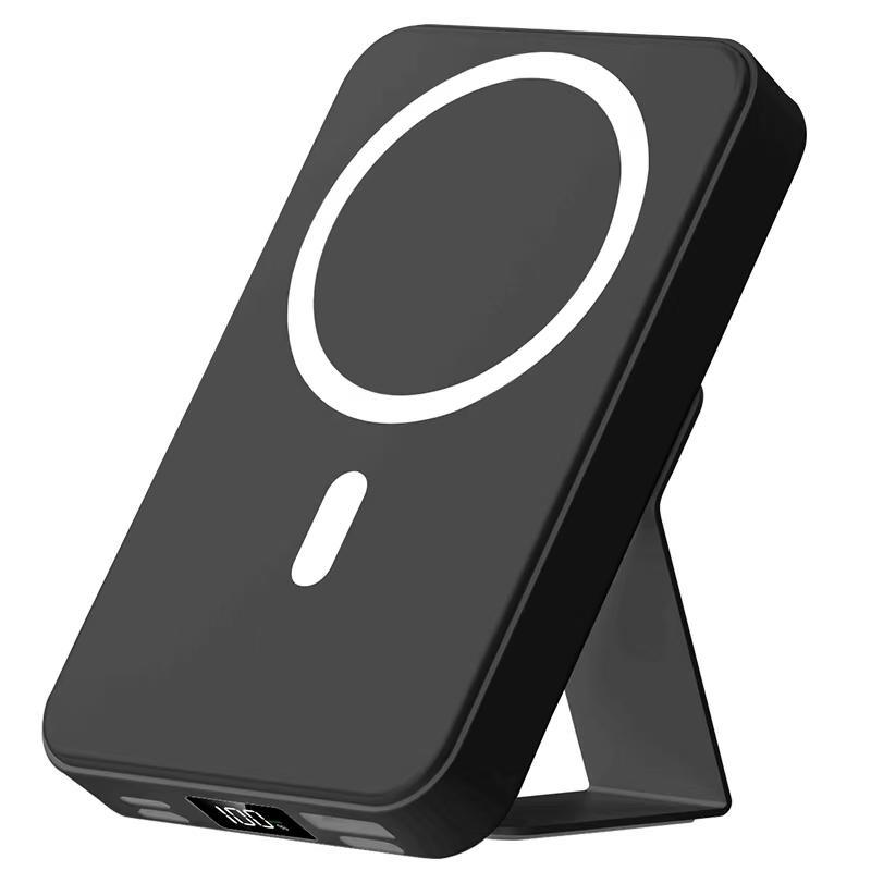 10000mAh Magnetic Wireless Power Bank with Foldable Stand, LED Battery Display, Multi-Device Charging Support, Portable Charger for iPhone 17/16/15/14/13/12 Series