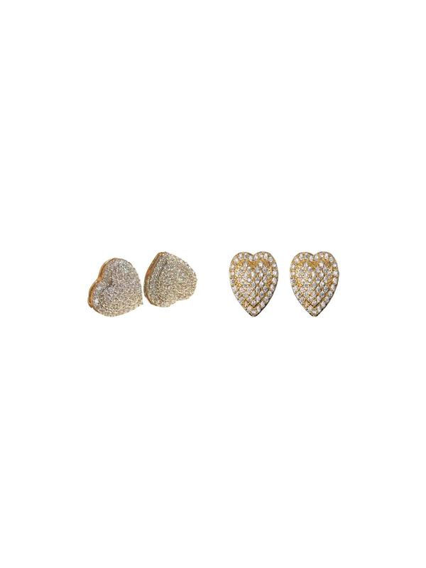 Women's Rhinestone Heart Stud Earrings, High Quality Earrings, Elegant Copper Zirconia Jewelry, Perfect Gift for Valentine's Day & Anniversaries