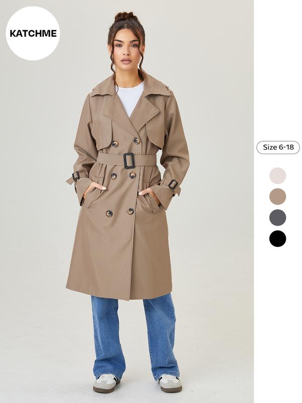 Over Knee Mid-Length Loose Fit Long Sleeve Trendy Lady Coat Jacket, Elegant Style, Plain Pattern, Fall & Winter Fashion, Women's Outerwear, Casual Fashionable Outerwear, Womenswear, Casual Jackets