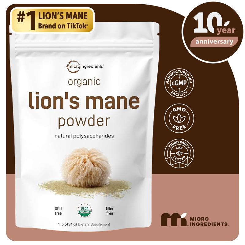 Micro Ingredients Organic Lions Mane Mushroom Supplement Powder
