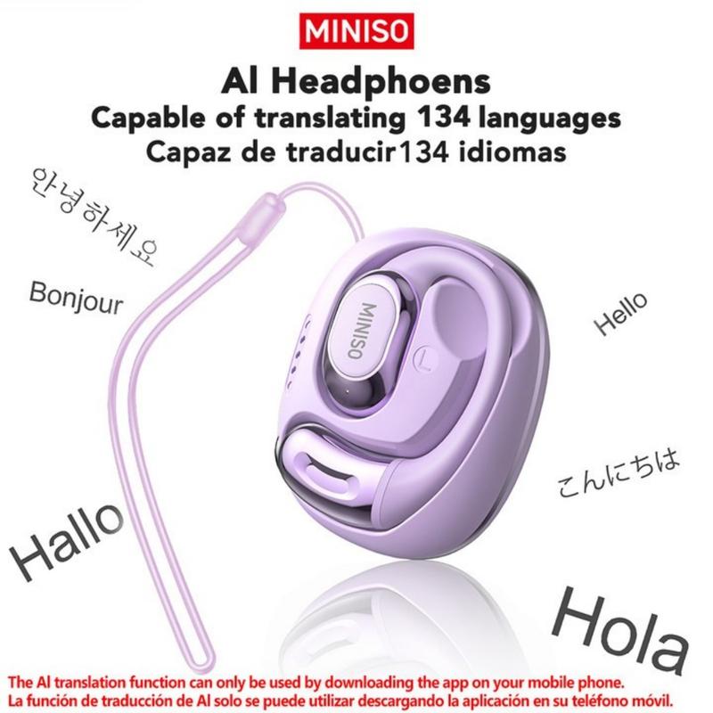 MINISO MS156 AI Headphones True Wireless OWS Earphones Bluetooth 5.4 134 Languages Translation Earbuds HiFi Sound Waterproof Open Ear Headsets with APP