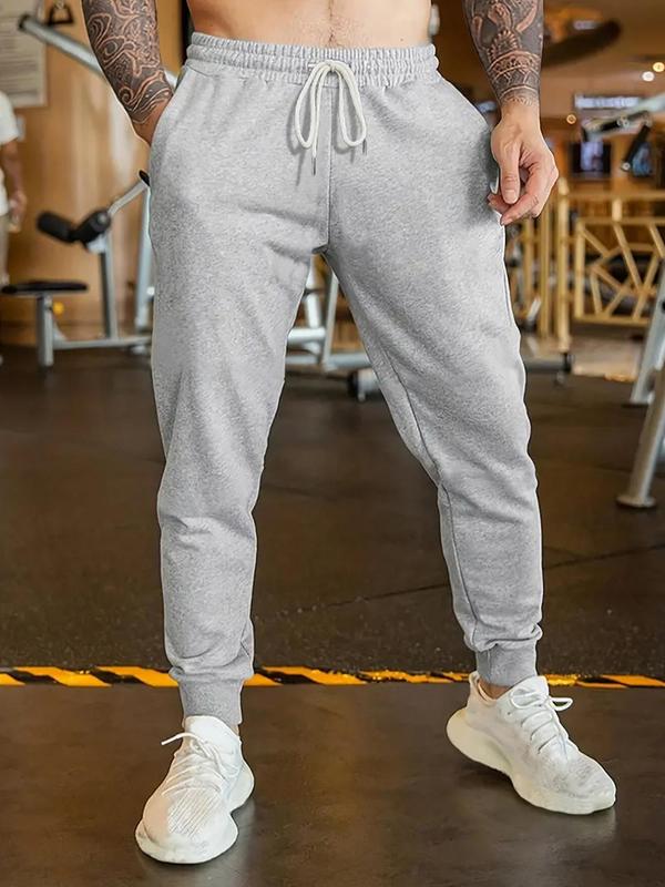 Men's Plain Adjustable Drawstring Waist Sweatpants, Soft Jogger Trousers for Daily Gym Workout Running, Mens Pants, Pants for Men, Stylish Casual Clothes Bottoms Menswear, Relaxed Fit Pants, Work Trousers