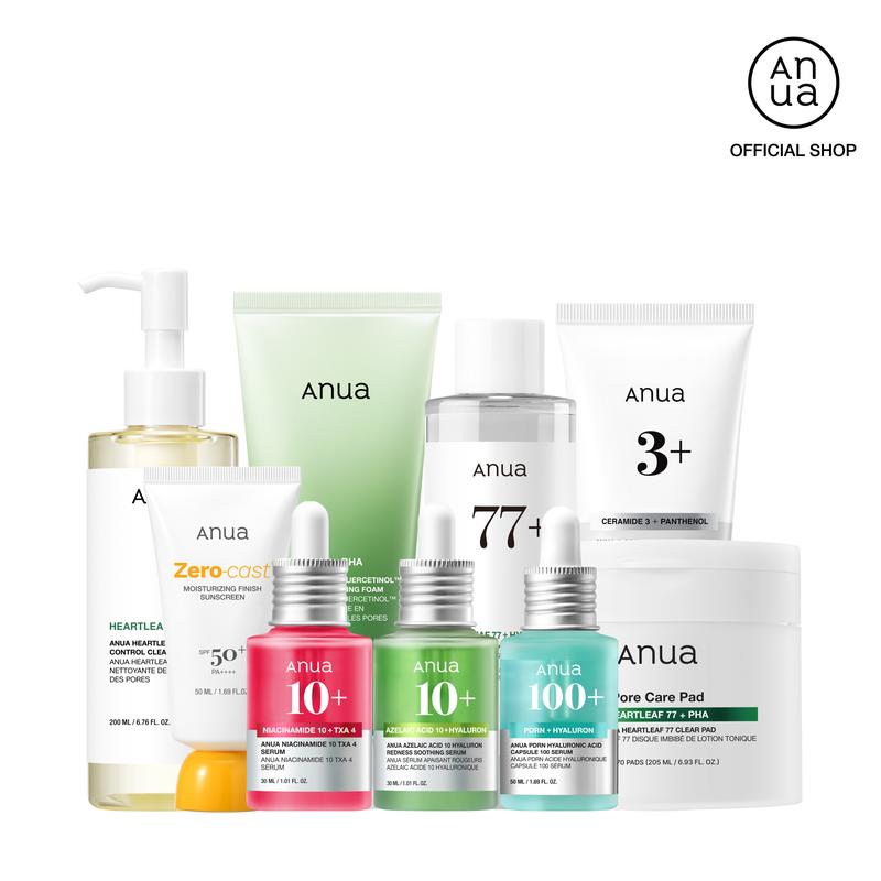 [Anua Official Shop] Anua Affordable Full-Korean Skincare Routine Set｜For Hydration, Hyperpigmentation & Redness Care Set｜7 Essential Tiktok Viral Items in one bundle｜Cleansers, Toner, Serums, Moisturizer, SPF