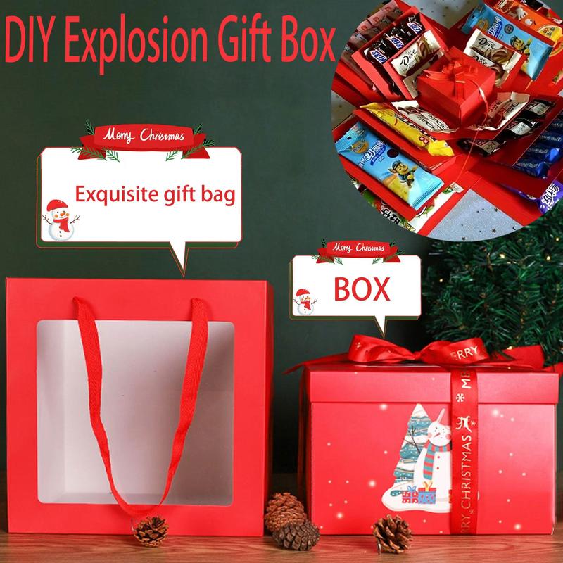 5-Tier Surprise Explosion DIY Themed Gift Box with Decorative Ribbon - Multi-Pocket Snack & Candy Storage Compartments - Special Box for Birthdays, Festivals & Holidays - Birthday Gifts - Beautiful Gift Box