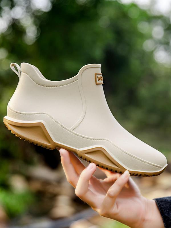 Women's Fashionable Letter Label Design Ankle Boots, Casual Waterproof Non-slip Rain Boots for Outdoor, Female All-match Round Toe Shoes for Daily Wear, Walking Shoes, Waterproof Footwear