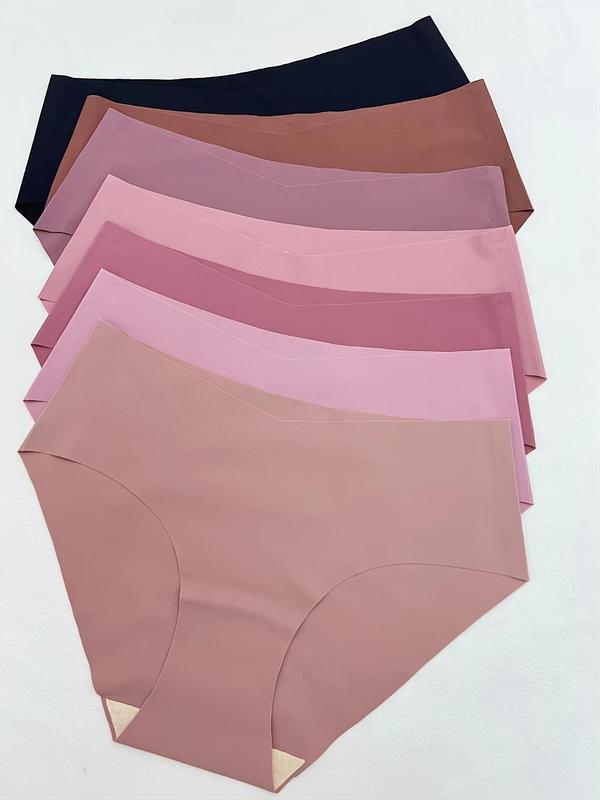 Women's Basic Comfy Solid Seamless Panty, Lady Causal Comfort Brief for Daily Wear, Women's Underwear for All Seasons, National Day Offers, Seamless Panties Set