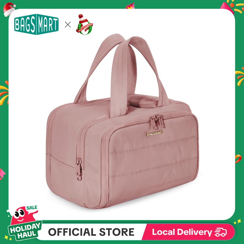 BAGSMART Crush 4-in-1 Puffy Multi-Functional Toiletry Bag for Women – Large Capacity Travel Organizer with 4 Compartments Outdoorfun Makeup Pouch SpringStatements