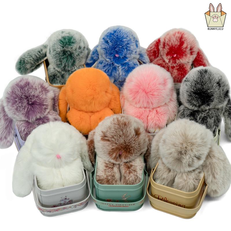 BunnyLulu Cute Fluffy Bunny Keychain,  Handmade Stuffed Animal Decor, 5.8 Inch Stress Relief Plushie, Designer Tin & Certificate Included,Gift for Girls needoh, Ideal Gift for Mother's Day and 2026 Graduation