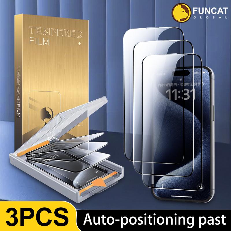 FUNCAT  [2PCS] Screen Protector Cabin;  For iphone 17/16/15/14/13 Dust Free, Bubble Free, Precise Fit, ã3pcs +A Reusable Cabinã (High Definition/Anti-Spy)