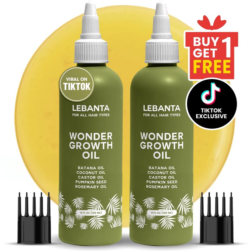 Lebanta Batana Oil For Hair Growth 2PK - 100% Pure, Raw & Natural Blend With Organic Castor, Pumpkin Seed, Coconut and Rosemary Oil - Thicker, Stronger Hair For Men & Women Scalp (2 Pack) Haircare Serum