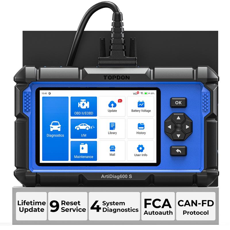 [Summervibes] TOPDON AD600S ABS/SRS/AT/Engine Code Reader, 9 Reset Services, Free Lifetime Upgrade Scan Tool Car Battery Tester