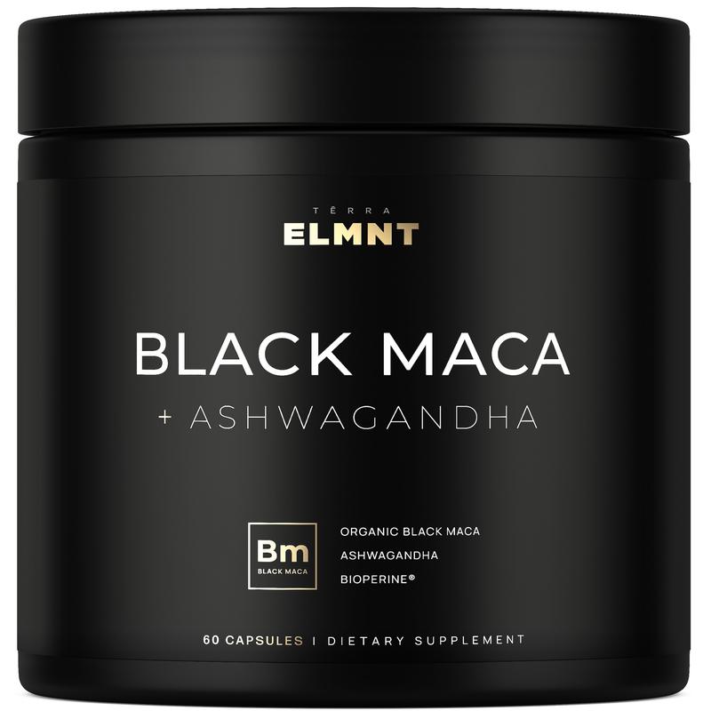 TERRA ELMNT Black Maca Root Supplement | Supports Energy, Stamina & Balance | Organic Maca with Ashwagandha Capsules