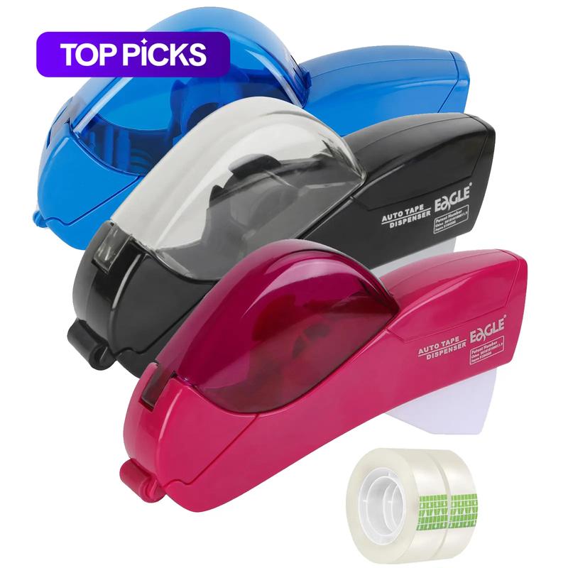 Automatic Tape Dispenser with 2 Rolls, Handheld Operation, Fits 1/2-Inch and 3/4-Inch Wide Tape, Mother's Day, Thanksgiving and Christmas Gift Wrapping, Crafts and Packaging, Crafting Versatility