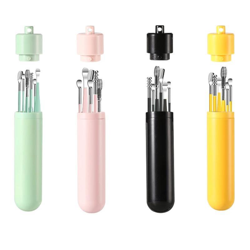6 Counts/Set Ear Wax Removal Tool Set with Storage Tube,Ear Cleaning Kit Ear Spoons Ear Picks Curette,Ear Wax Remover Tool,Earwax Cleaning Supplies.
