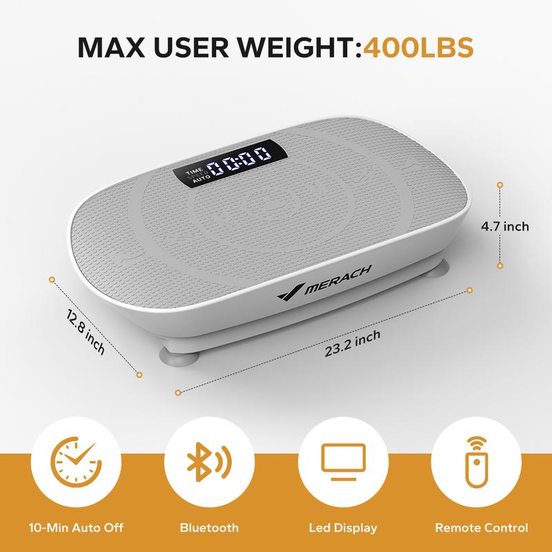 Merach Vibration Plate Exercise Machine with Lymphatic Drainage Feature Compact Design for Full Body Workout Max User Weight 400LBS Home Gym Equipment Summervibes