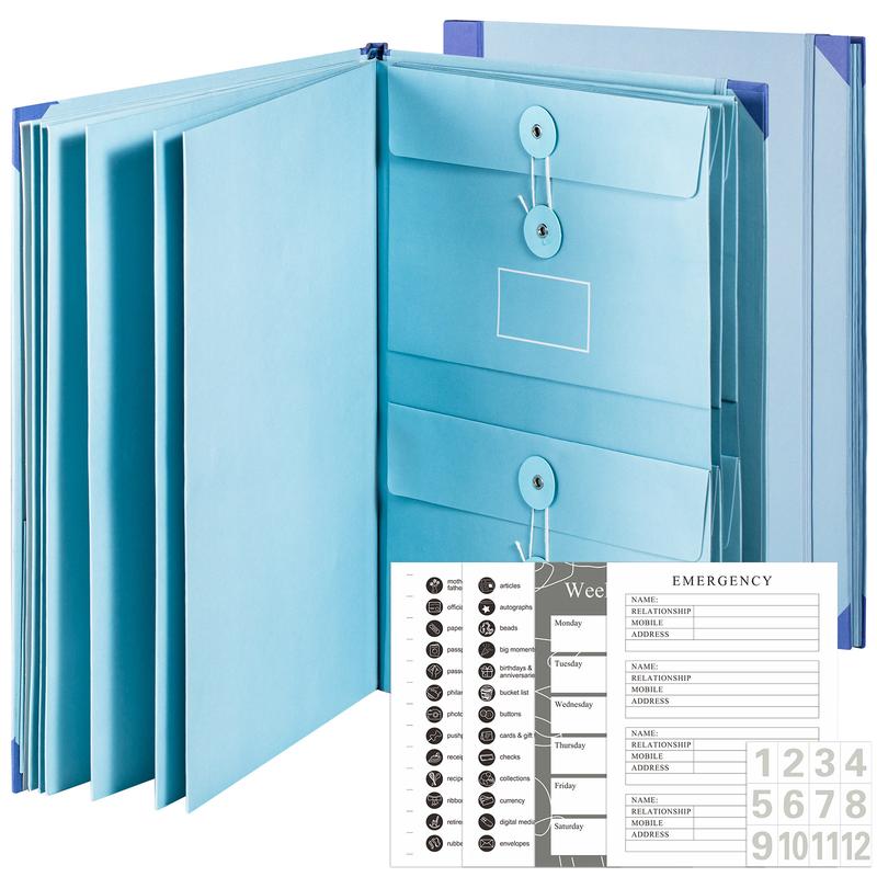 Accordion File Organizer Manila Pocket Document Folder for Passports, Birth Certificates & Important Papers, Office & Home Storage