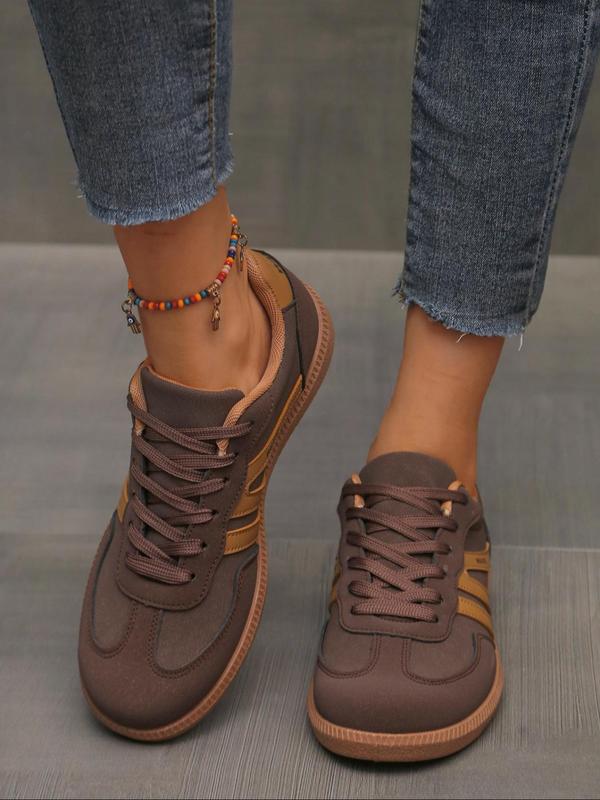 Women's Summer Shoes, Lace Up Low Top Flat Sneakers, Patchwork Sneakers, Colorblock Sneakers, Casual Comfortable Sports Walking Shoes for Daily Wear, Female All-match Round Toe Breathable Athletic Lightweight Sneakers, 2025