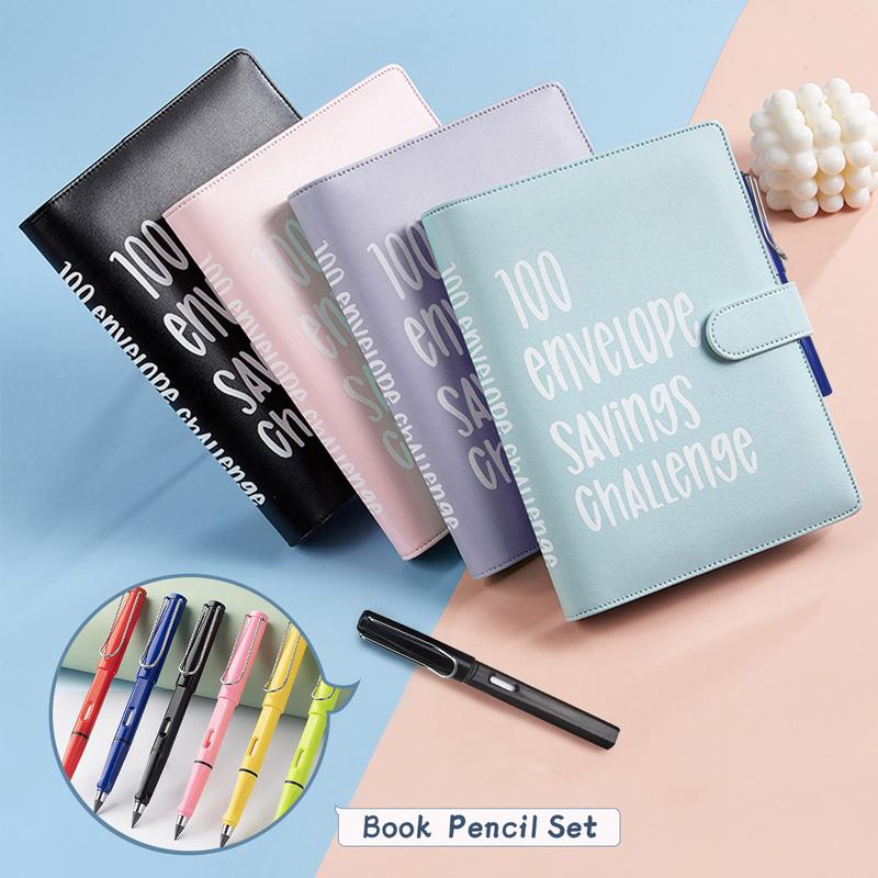 【FaddishDeal】100 envelope savings books + Infinity Pencil for a fun and easy save of $5,050.cute office supplies for work Organizer.excellent gifts for Christmas and new year，Must-buy on Black Friday