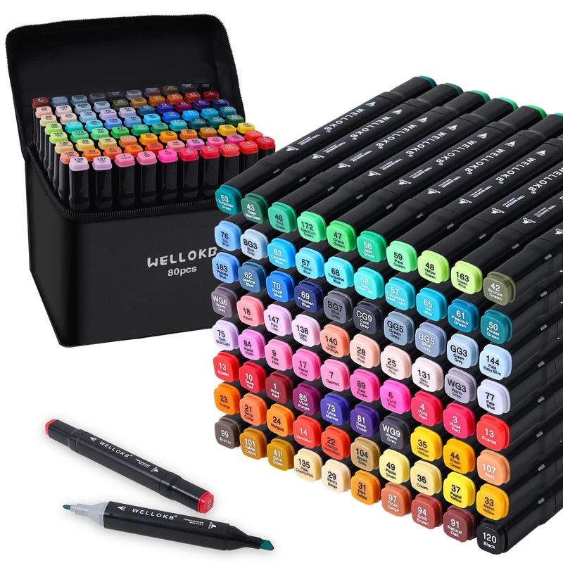 Alcohol Markers,24/80/120/168 Colors Markers Set,Dual Tip Alcohol Based Art Marker for Adult Coloring,Permanent Illustration Sketch Pens for Drawing with Case,Coloring Book Markers,Spring Gifts,Creative Tools,Painting