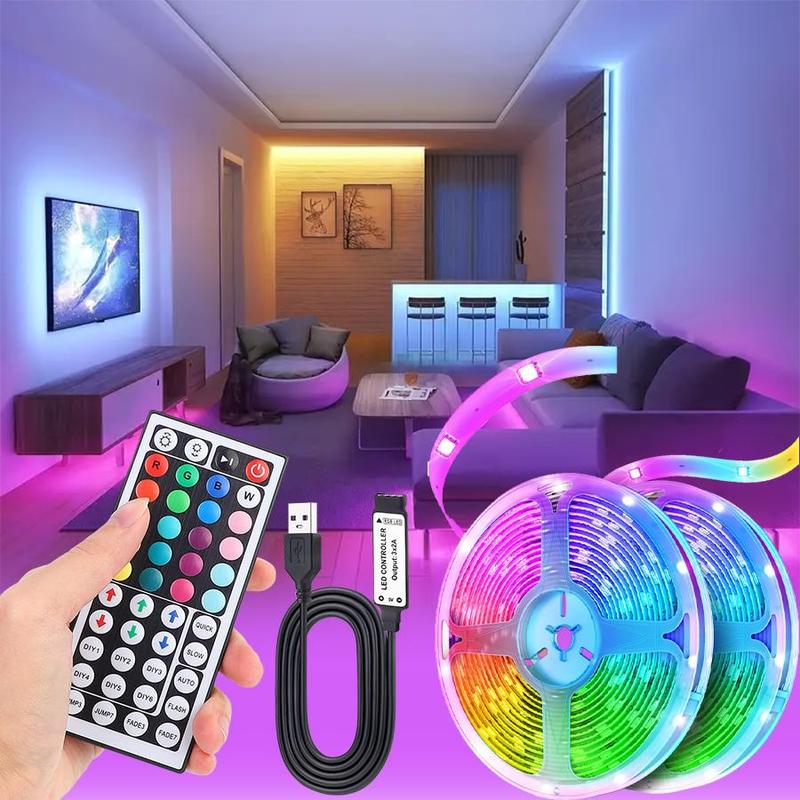 RGB LED Light Strip, USB Powered LED Light Strip with Remote Control, Led Dimmable Flexible Color Changing LED Lights for Bedroom, Kitchen, Bar, Party, Wedding Decoration