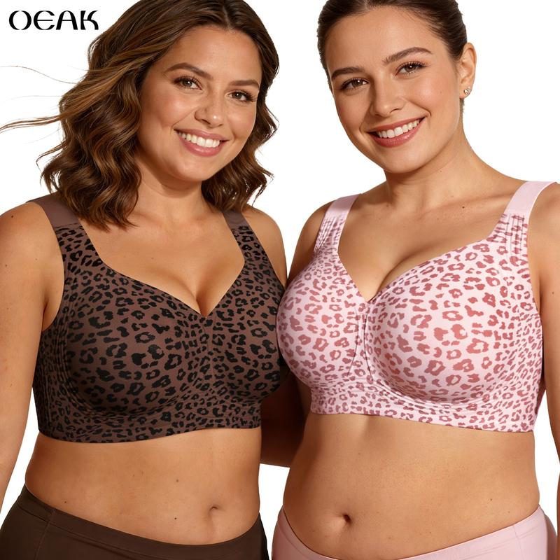 OEAK Women Jelly Bras Wirefree Full Coverage No Underwire Everyday Bras Comfortable Wireless Padded Tshirt Bra summervibes