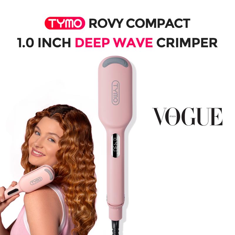 TYMO ROVY COMPACT - 1-Inch Deep Waves Crimper, Negative-Ionic for Smooth Hollywood & Mermaid Waves, Curler Roller Styling Tool, Gift Ready; Ionic Ceramic French Curling Iron; Travel Tools; Adjustable Volumizing Curler mothersdaygift
