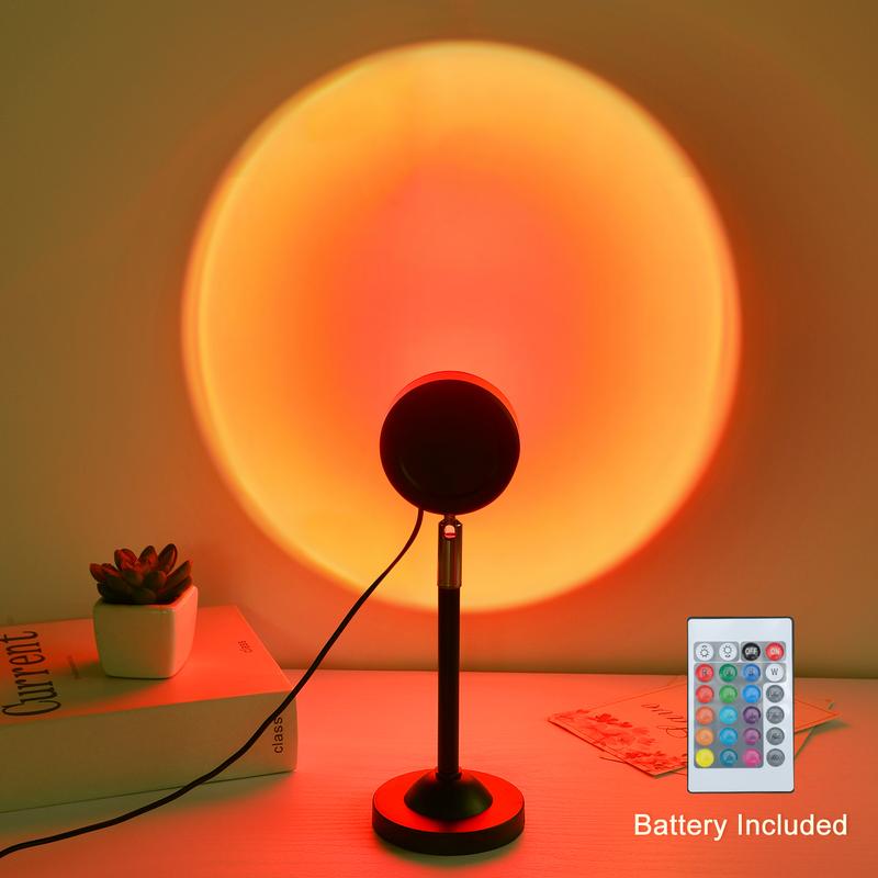 Fall Sunset Lamp Projector Light 180° Adjustable Sunset Mood Lamp, 4 Modes, Remote Control RGB Ambient Night Light for Bedroom, Gaming Room, Live Streaming Photography & Parties Home Wall Decor Party Led Lighted Gift Led Multi Multifunction Rgb Colors