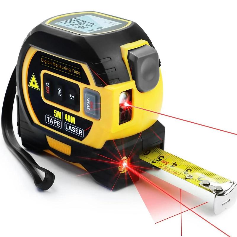 2 in 1 Digital Laser 5m Tape Measure, 1 Count 40m/60m Laser Measuring Tool with LCD Display & Self-locking Device, Accurate Measurement Tool, Work Equipment for Men