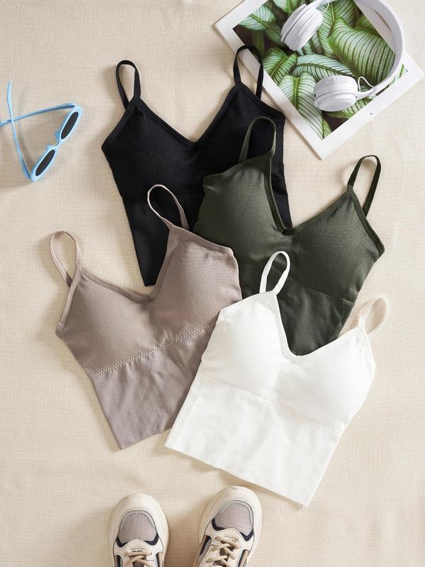 Women's Plain Criss Cross Backless Sports Bra, Casual Breathable Sports Top for Yoga Gym Workout, Women's Sport & Outdoor Clothing for All Seasons, Strappy Yoga Bras