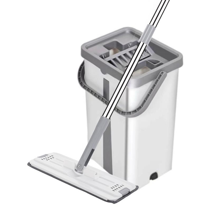 Mop and Bucket with Wringer Set, 2 Counts/set Household Mop, Long Handle Adjustable Quick Drying Absorbent Mop, Durable Floor Cleaning Tools, Home Floor Cleaner