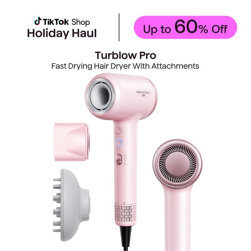Wavytalk Turblow Pro Fast Drying Hair Dryer - 110,000 RPM Brushless Motor | High Speed Fast Drying, Frizz Control & Smoothing, 3 Speeds & 3 Temps, Negative Ions for Against Heat Damage
