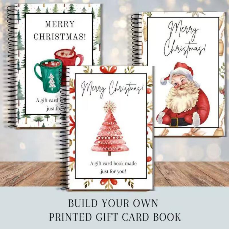 DIY Spiral-Bound Christmas Gift Card Album with Surprise Pages - Student Graduation Card Keeper, Christmas-Themed Gift Planner - Paper Gift Planner Notebook