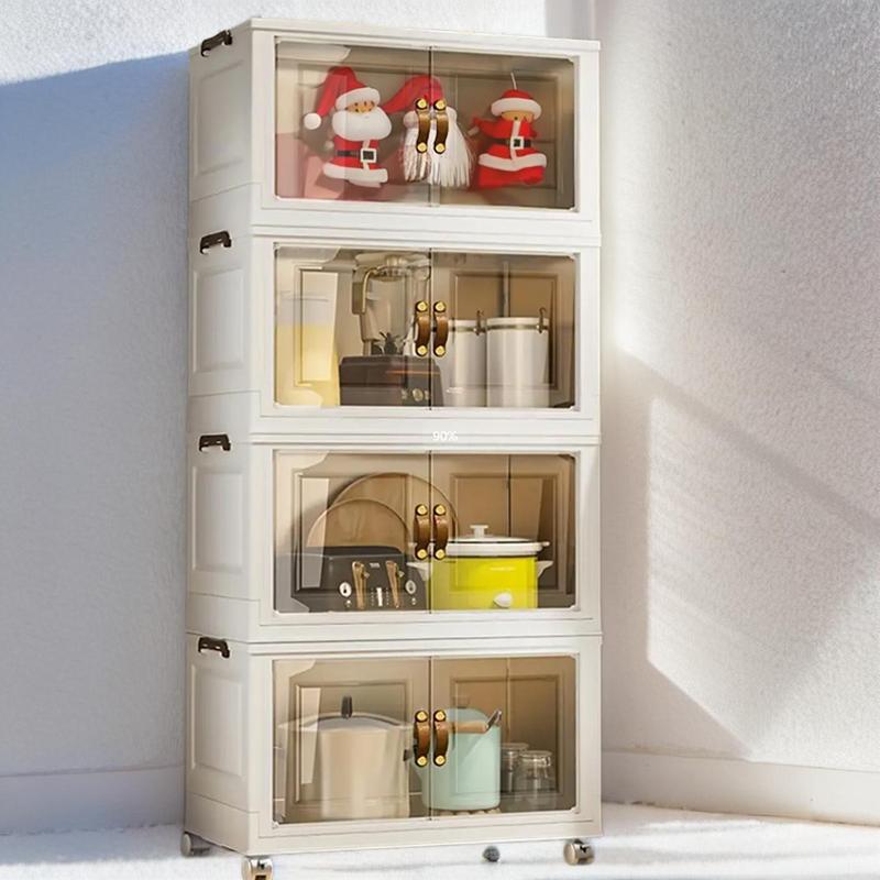 Summer Collapsible Storage Box With Lid & Wheels, 1 Count Large Capacity Clothes & Food Storage Container, Home Organizer【Please Place Order One by One】