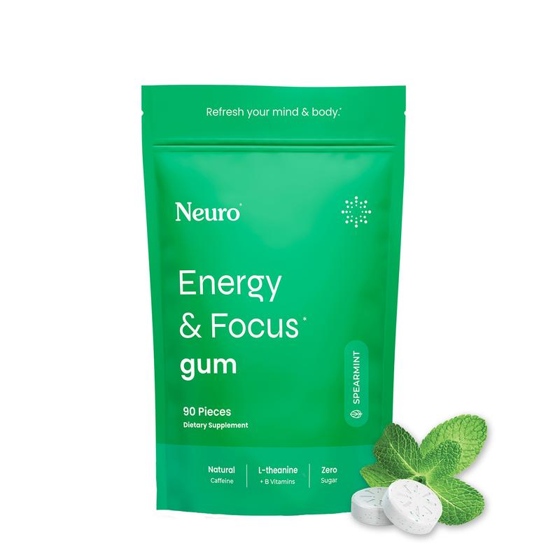 Neuro Spearmint Energy & Focus Gum/Mints (90 Pieces) - Sugar Free with Natural Caffeine, L-theanine, Vitamin B12 & Vitamin B6