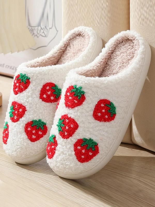 Cute Printed Fuzzy Slippers, Fluffy Warm Comfort Bedroom Cozy Slippers, Stylish Casual Round Toe Soft House Slippers for Fall & Winter Footwear for Girl Home Bathroom Slippers
