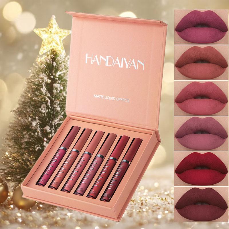 Long-lasting Matte Lip Glaze Set, 6 Counts/box Waterproof Lip Gloss, Moisturizing Hydrating Matte Lipstick, Suitable for All Occasions Lip Makeup, Lipgloss Moisturizer