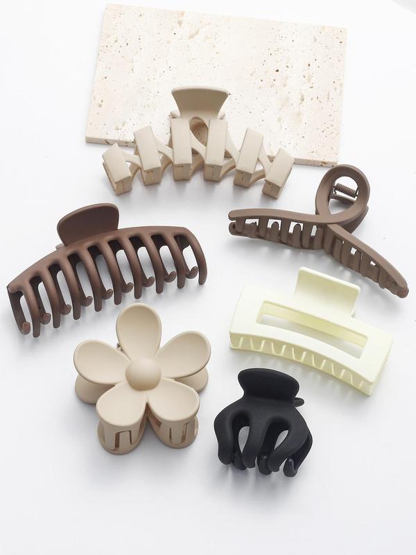 Summer 2024 Simple Plain Hollow Out Design Hair Claw, Fashionable Hair Accessories for Women & Girls, Frosted Anti-skid Design Hair Claw Suitable for Thick Hair